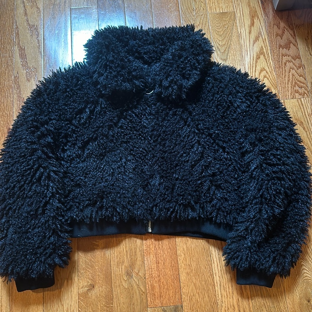 Urban outfitters shaggy crop jacket